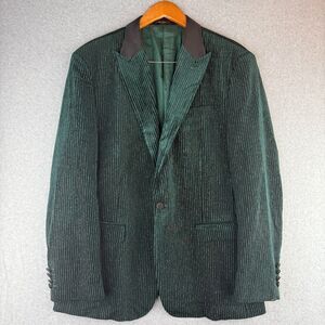Grace Karin Pinstripe Emerald Velvet Men's Suit Blazer Size XL Special Occasion